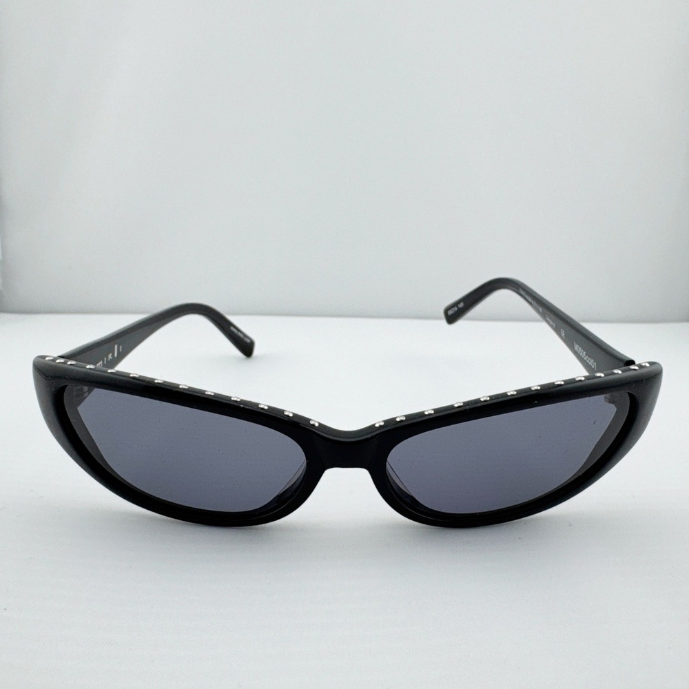 Alain Mikli Black Studded Slim‎ Oval Sunglasses Y2K Designer Eyewear